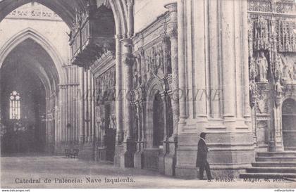 SPAIN - Palencia, Catedral: Nave Izquierda, Censura Mark, Postcard 1937 Vitoria