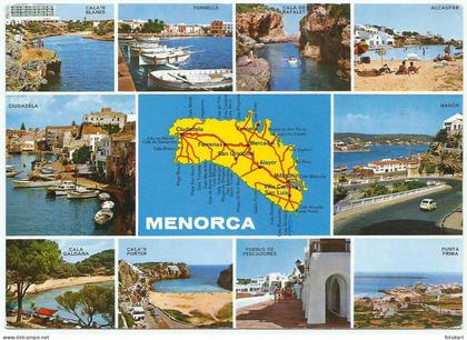 Menorca Spain, Vintage PC, 10 Views, Illustrated Map