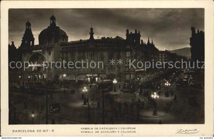 Barcelona Cataluna Rambla de Cataluna y Coliseum de noche