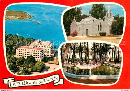 La Toja Isla de La Toja ES Isla de Ensueno Fliegeraufnahme Kirche Weiher