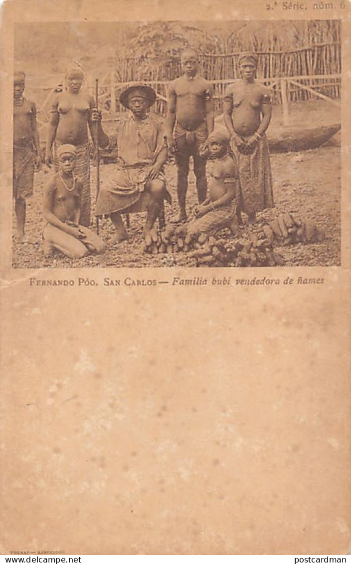 Spanish Guinea - FERNANDO POO San Carlos - Bubi family selling yams - SEE SCANS FOR CONDITION