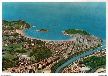Postal Guipúzcoa. San Sebastián. Vista aérea No. 10. Fuertes. Programa radio San José