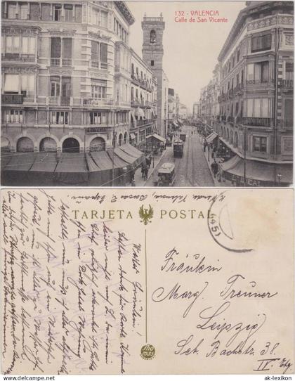 Postales Valencia València Calle de San Vicente - Straßenbahn 1918