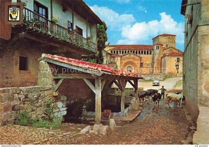 Santillana del Mar SANTANDER Cantabria ES Calle del Rio al fondo la Colegiata