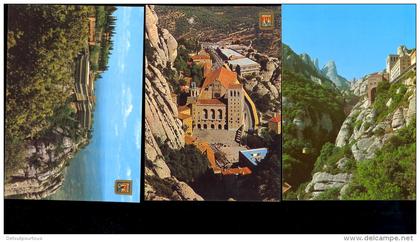 MONTSERRAT : x3 cpm : Vista parcial i aeri + vista aerea de las plazas del SAntuario + Restaurant