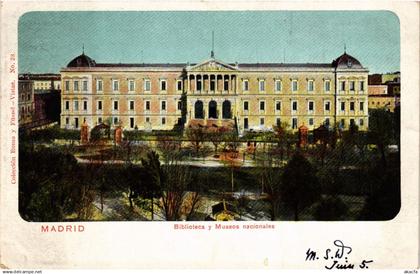 CPA MADRID Biblioteca y Museos nacionales SPAIN (743646)