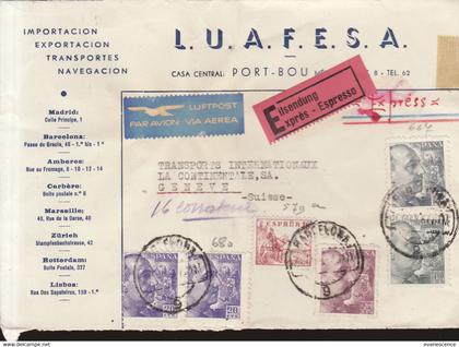 de Madrid  1946 timbres et tampons pour la Suisse : transportes LUAFESA    ///   Ref. Nov. 20