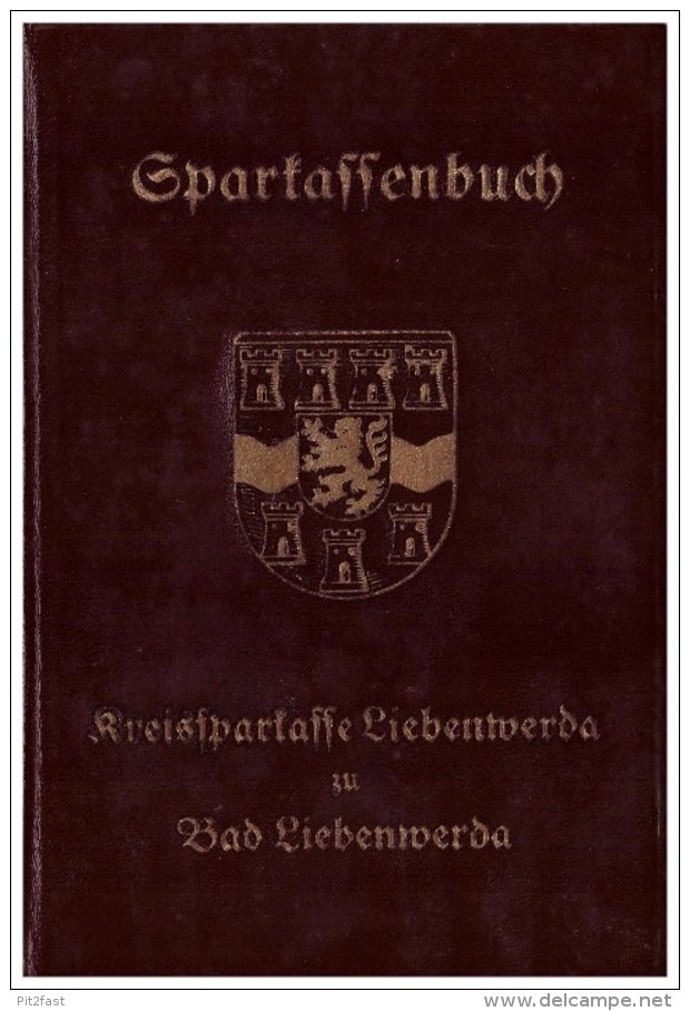 Sparbuch der Sparkasse in Bad Liebenwerda , 1943 - 1944 , Lehnitz , Bank !!!