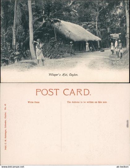 Ansichtskarte Villagers Hut Asien Sri Lanka Ceylon 1907