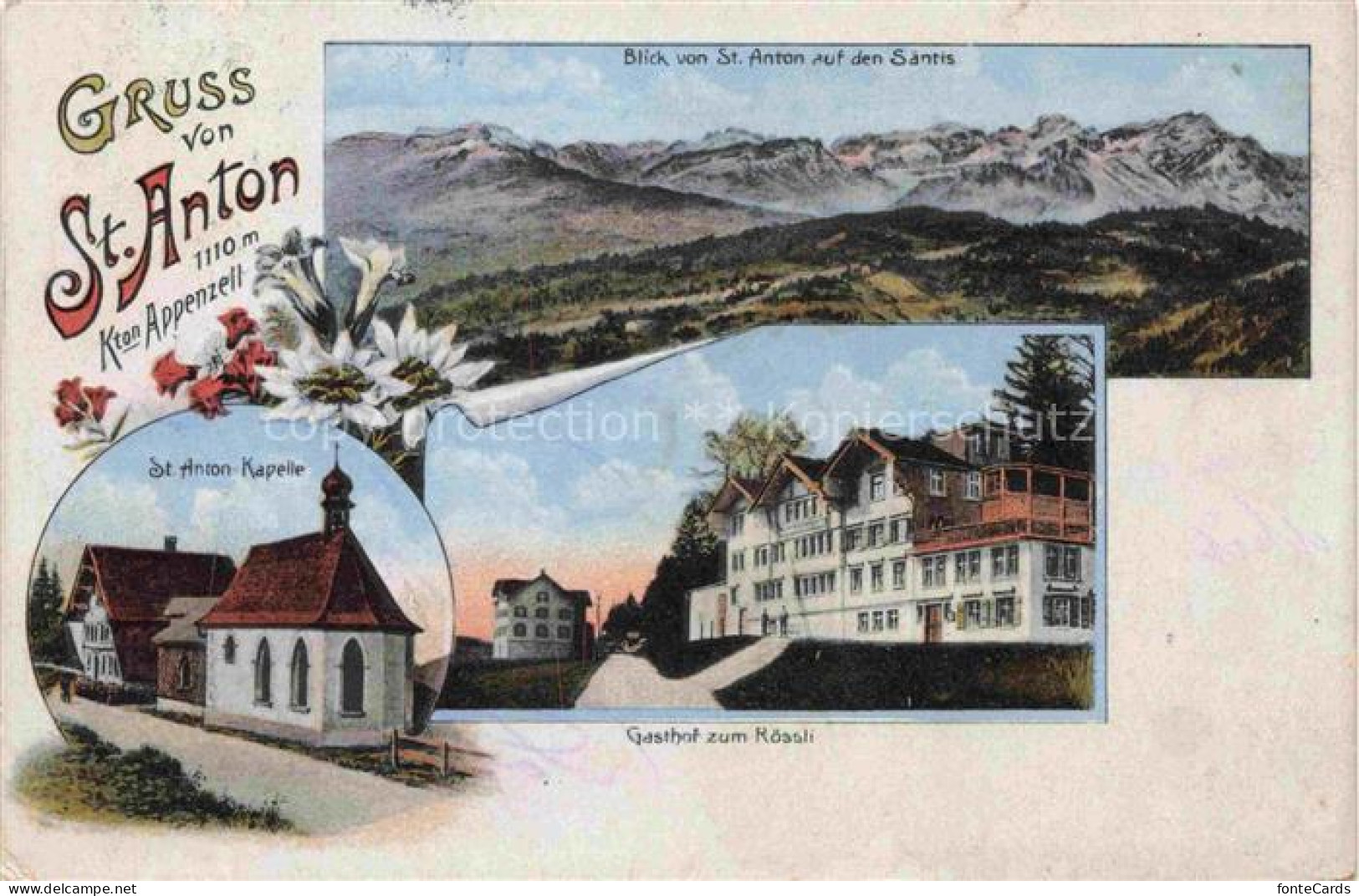 St Anton 1121m Gais Appenzell AI Saentisblick St Anton Kapelle Gasthof zum Roess