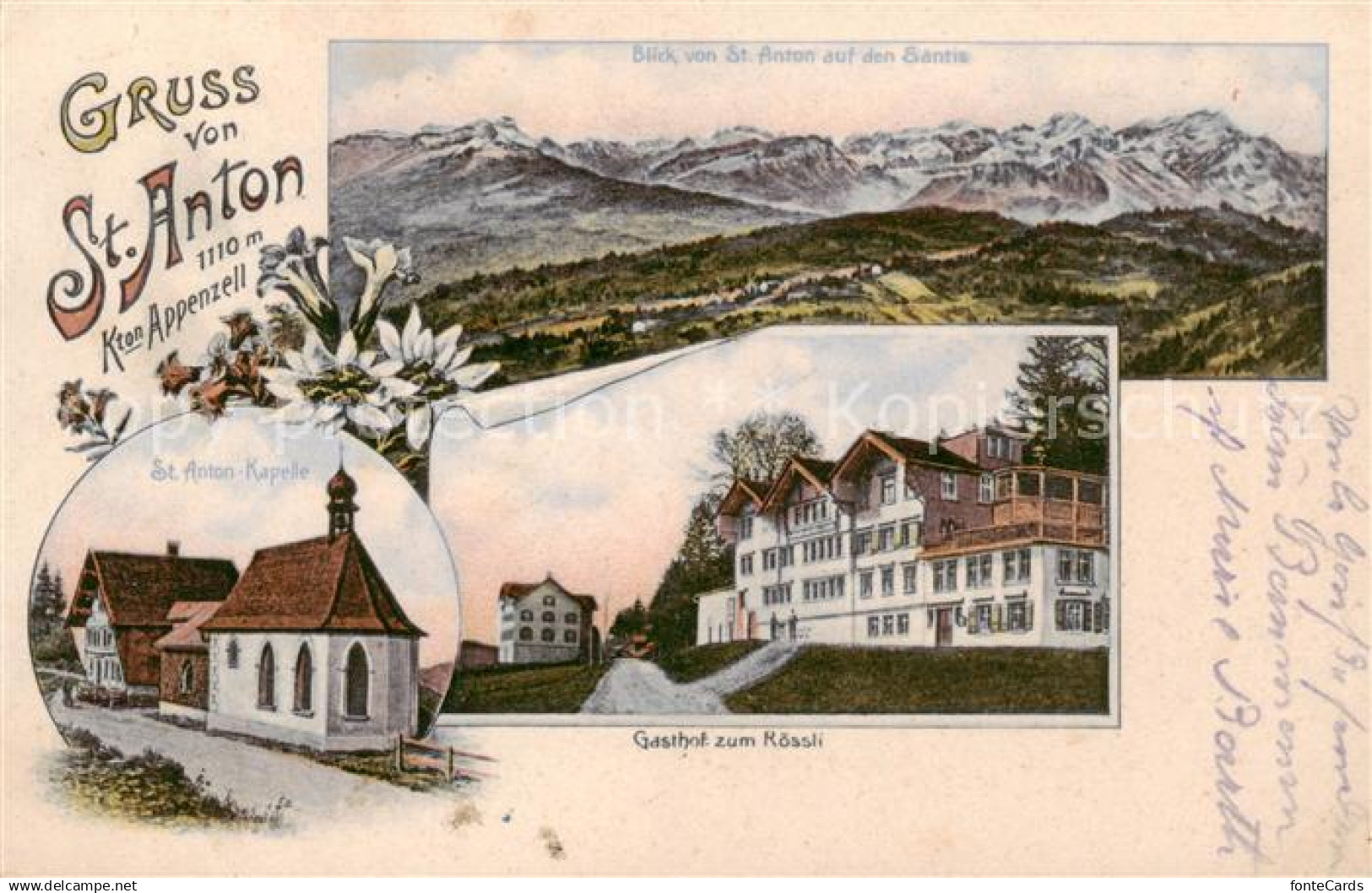 St Anton 1121m Gais IR St. Anton Kapelle - Gasthof zum Roessli - Saentis