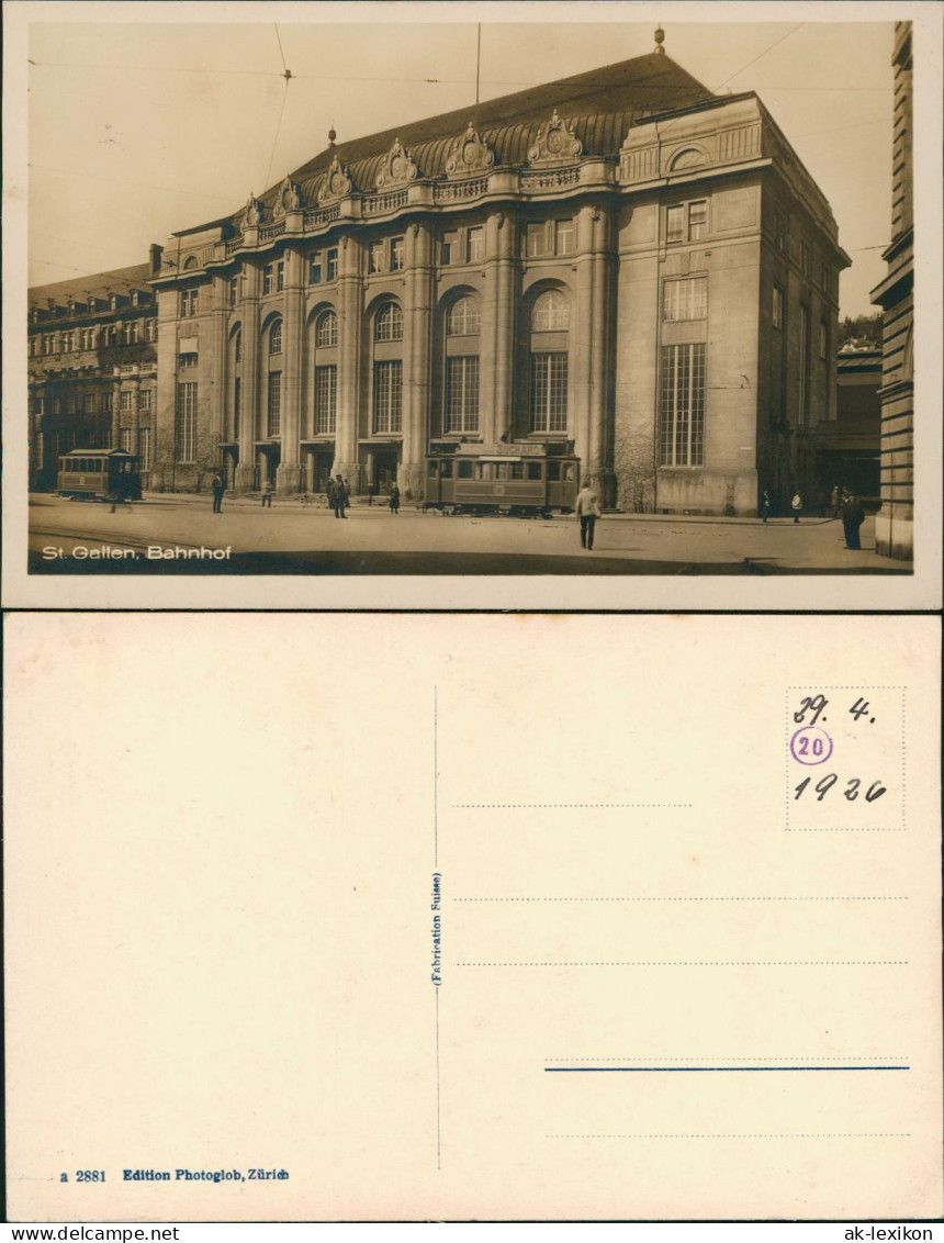 St. Gallen San Gallo / Sogn Gagl Partie am Bahnhof - Straßenbahnen 1926