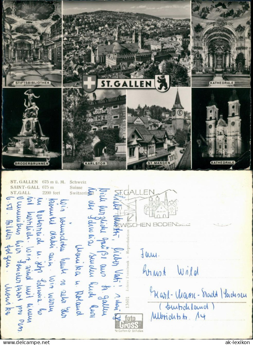 St. Gallen San Gallo / Sogn Gagl / St-Gall Mehrbild-AK 7 Foto-  1955