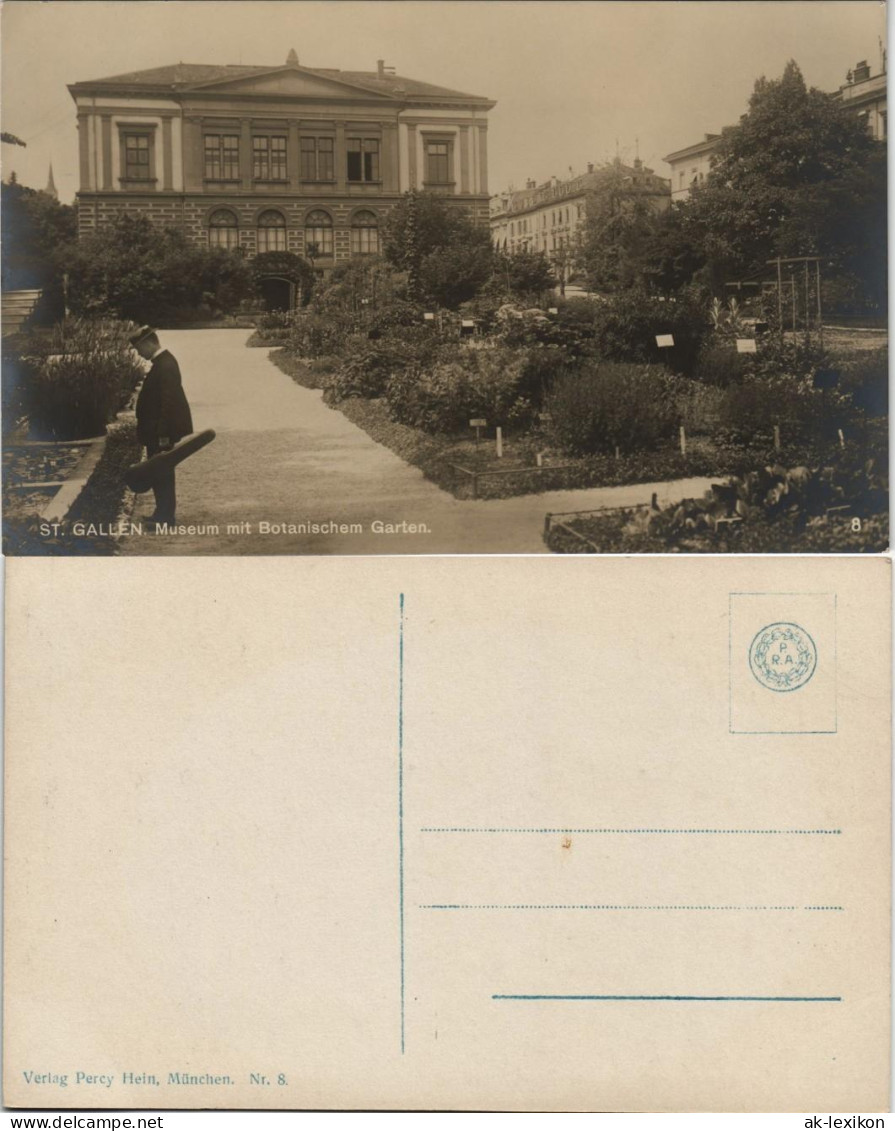 St. Gallen San Gallo // St-Gall Museum mit Botanischem Garten Echtfoto-AK 1920