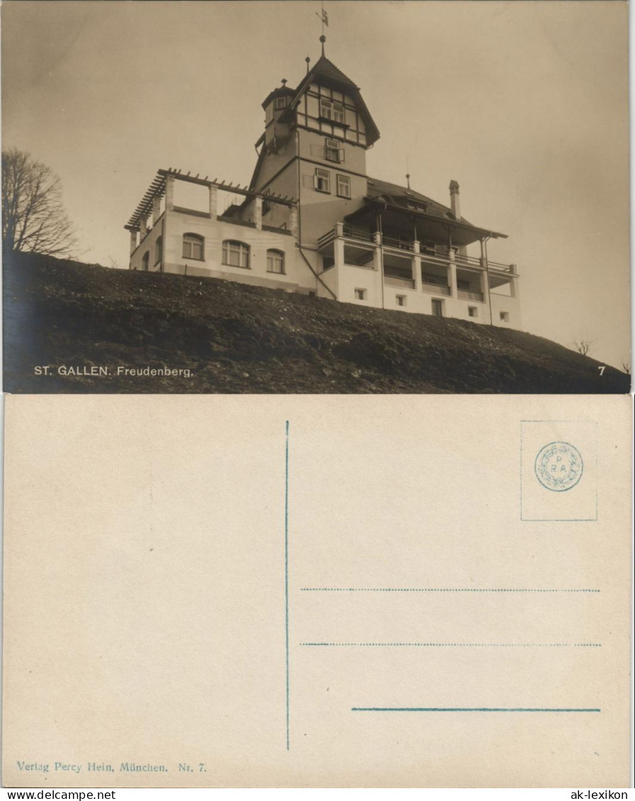 St. Gallen San Sogn Gagl / St-Gall Partie am Haus Freudenberg Echtfoto-AK 1920