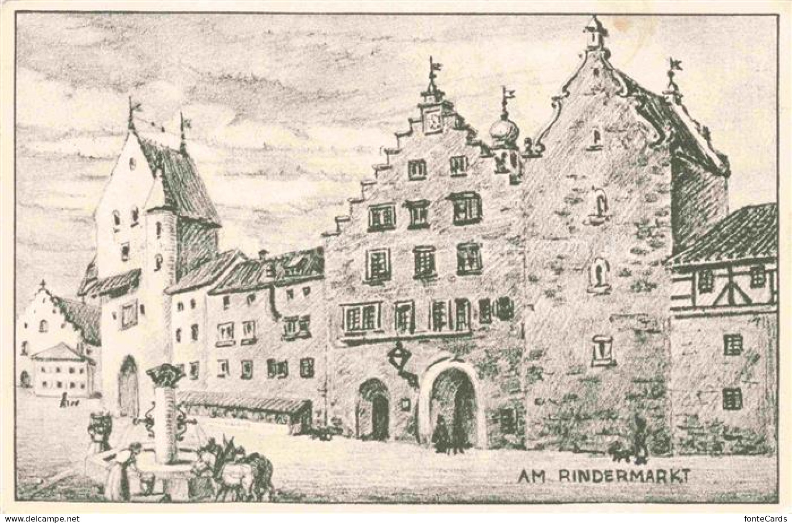 St Gallen SANKT GALLEN SG Am Rindermarkt Zeichnung