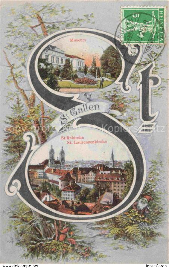 St Gallen SANKT GALLEN SG Museum Stiftskirche St. Laurenzenkirche Kuenstlerkarte