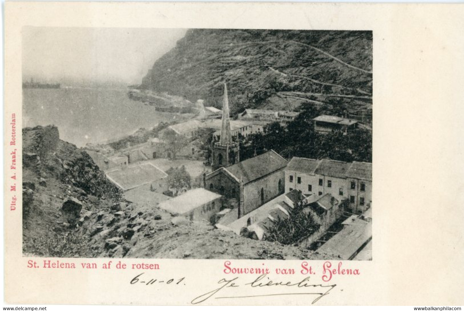 St Helena from the Rocks Dutch postcard