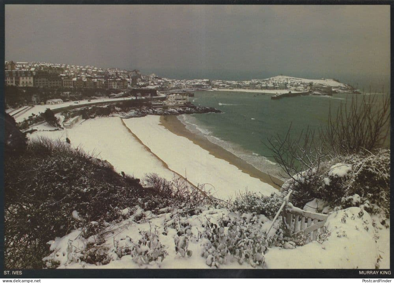 St Ives Cornwall Christmas Snow Stunning Postcard