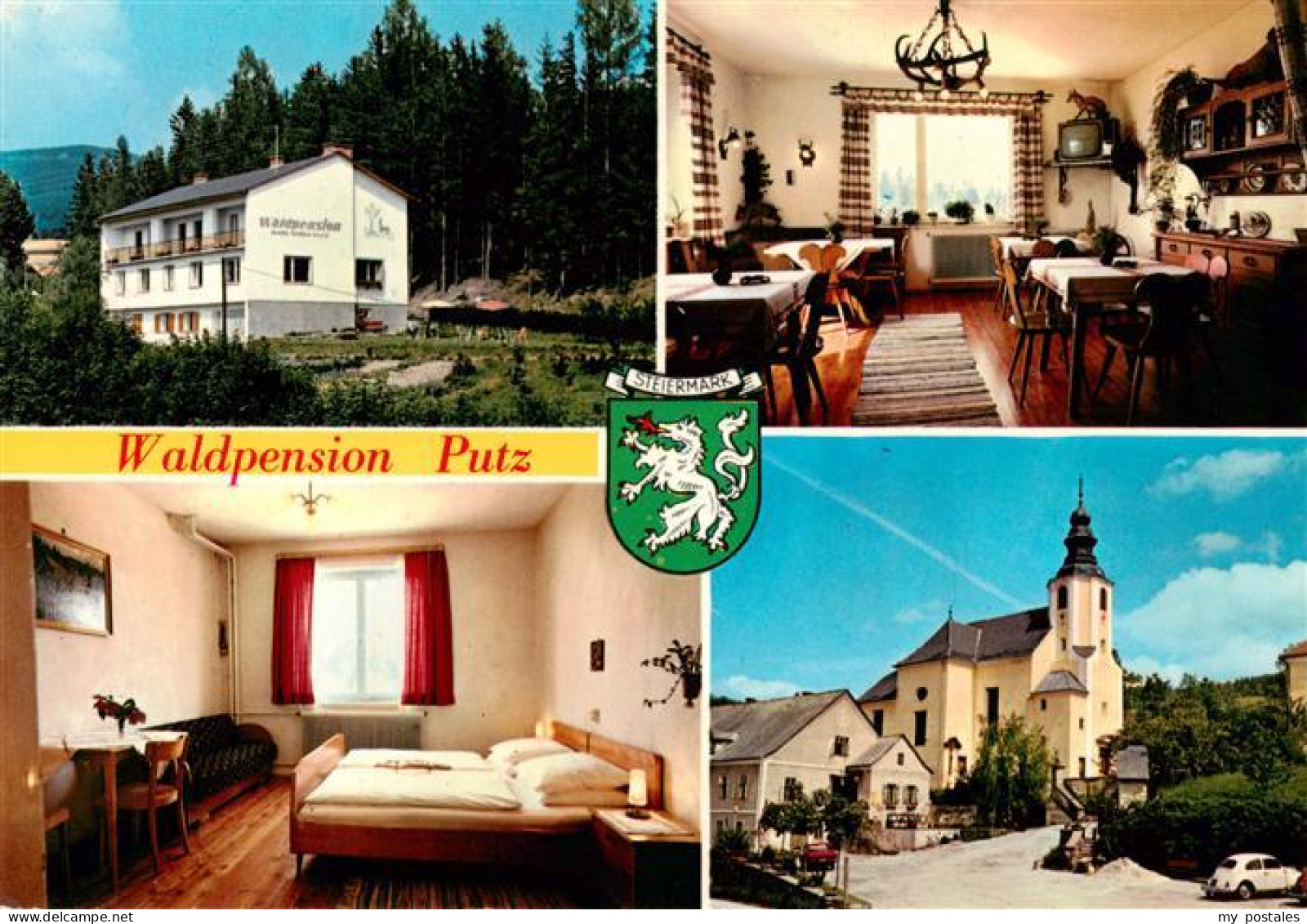 St Lorenzen Eibiswald Steiermark AT Waldpension Putz Gastraum Zimmer Kirche