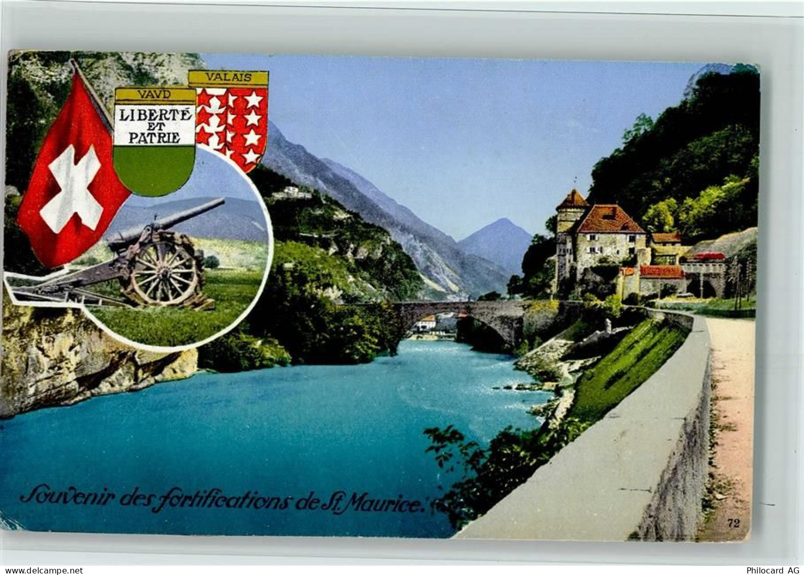 St-Maurice Wappen, Kanone, Fortifications de St. Maurice Militär Schweiz... - 13085832