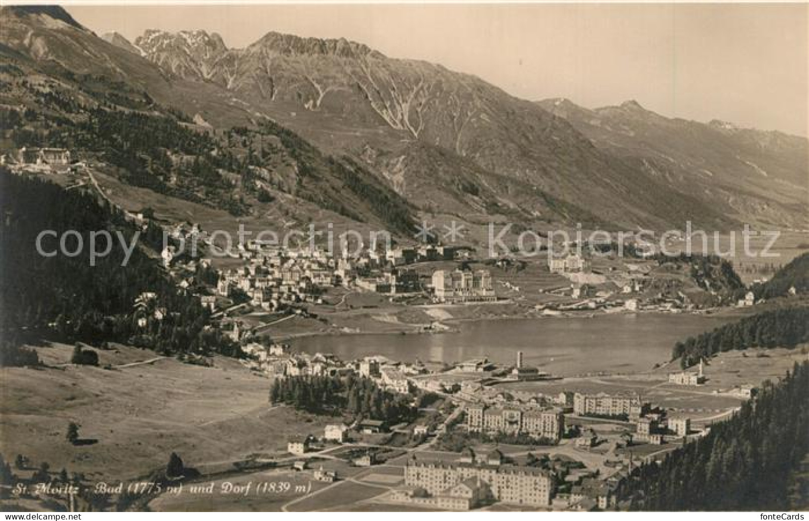 St Moritz GR Panorama mit St Moritz Bad und St Moritz Dorf Alpen