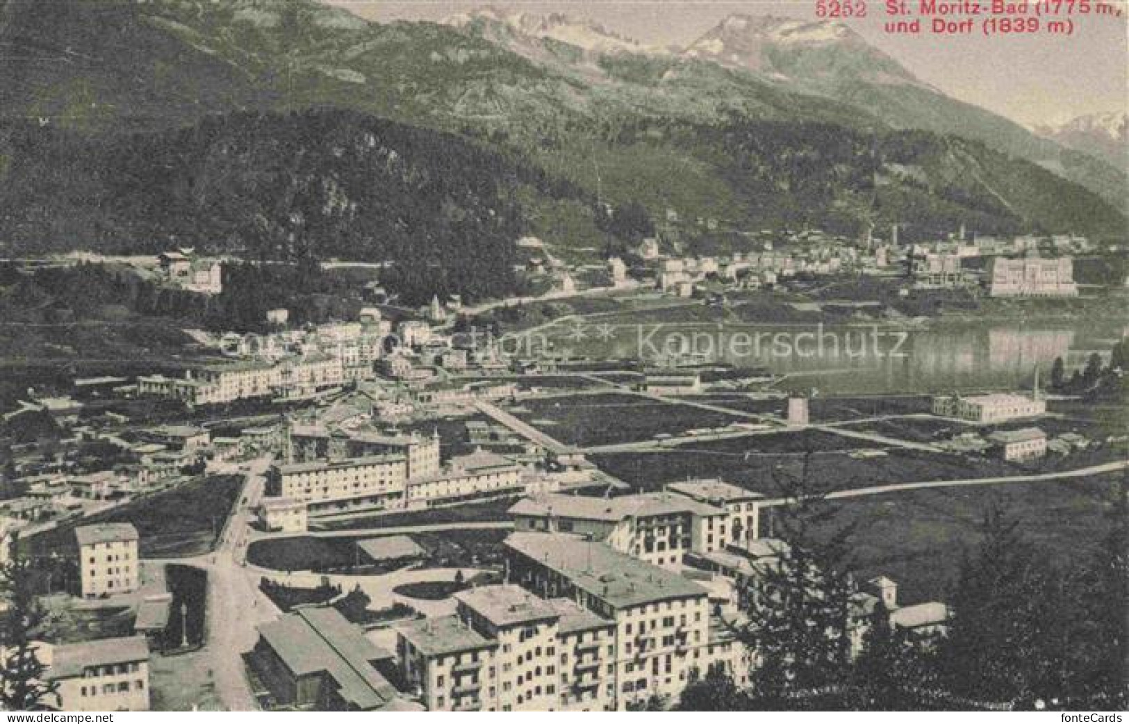 St Moritz  SANKT MORITZ GR Bahn und Dorf Panorama