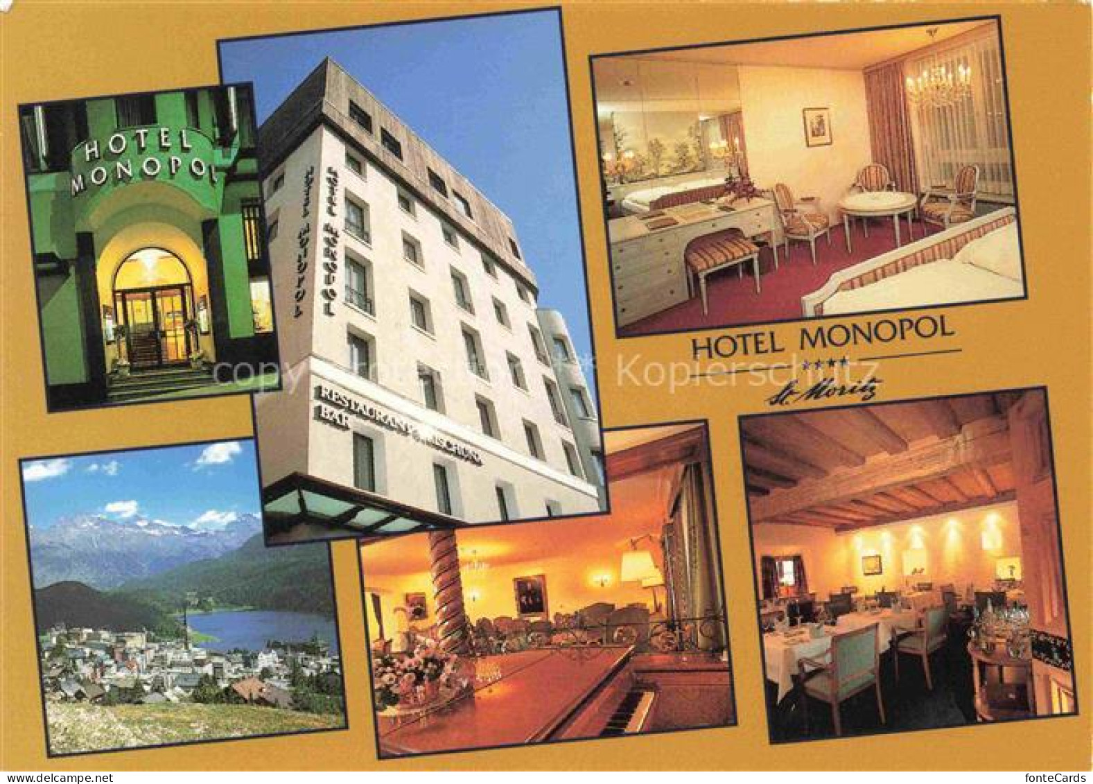 St Moritz  SANKT MORITZ GR Hotel Monopol Eingang Appartement Gastraum Foyer Pano