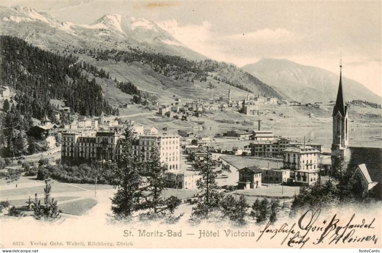 St Moritz  SANKT MORITZ GR Hotel Victoria Kirche Alpen