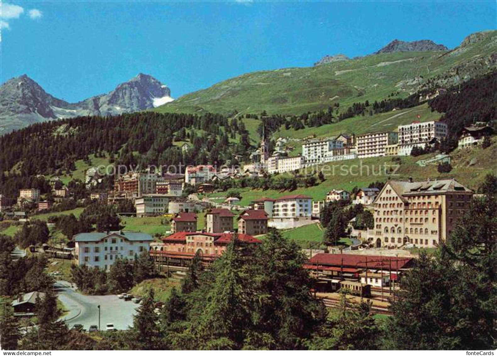 St Moritz  SANKT MORITZ GR Teilansicht Wintersportort Alpen Bahnhof Hotels