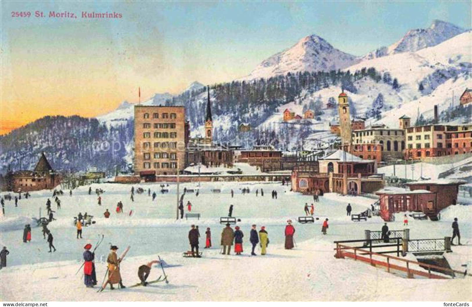 St Moritz  SANKT MORITZ GR Wintersportplatz Alpen Eislaufbahn Hotels Kulmrinks K