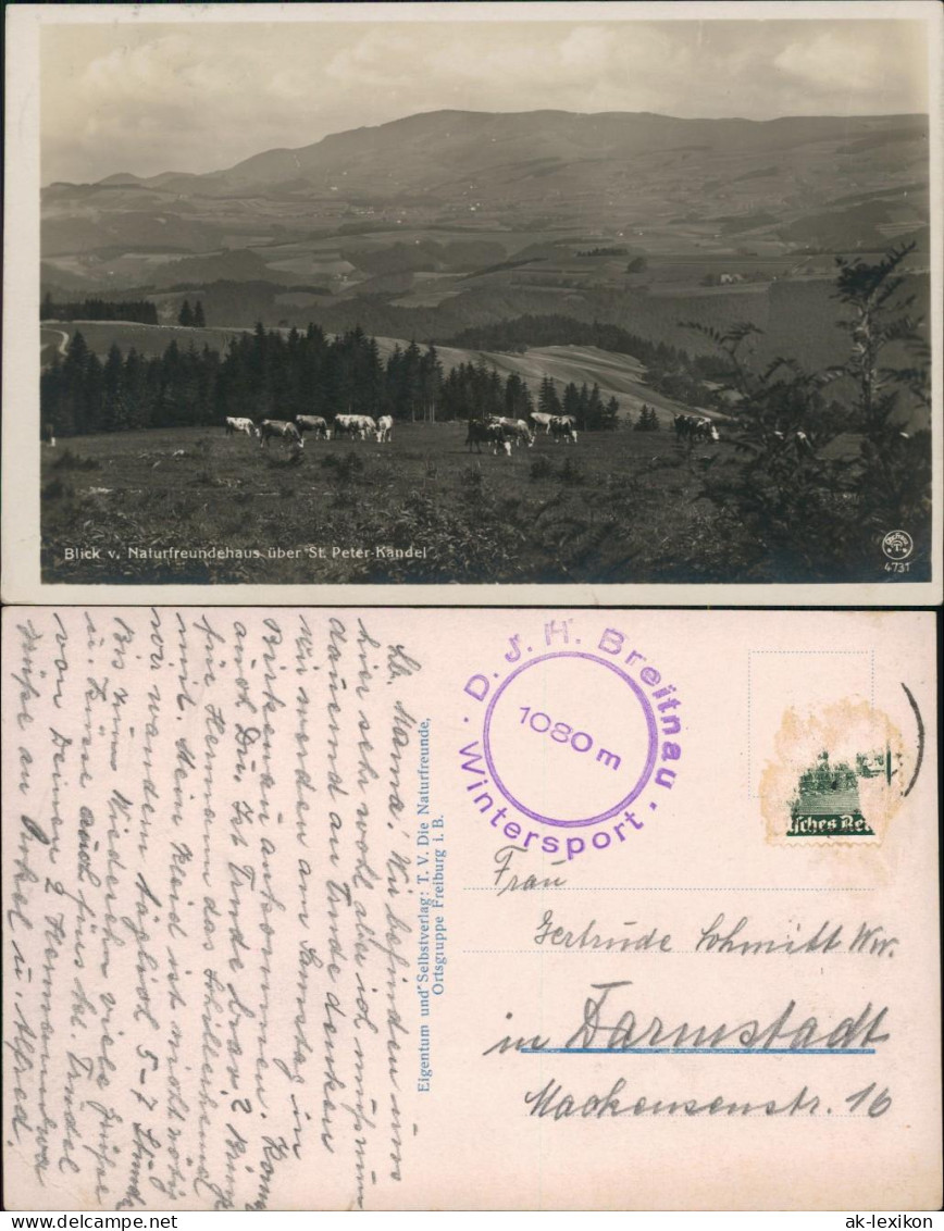 St. Peter (Hochschwarzwald)  Blick v. Naturfreundehaus   St. Peter-Kandel 1935