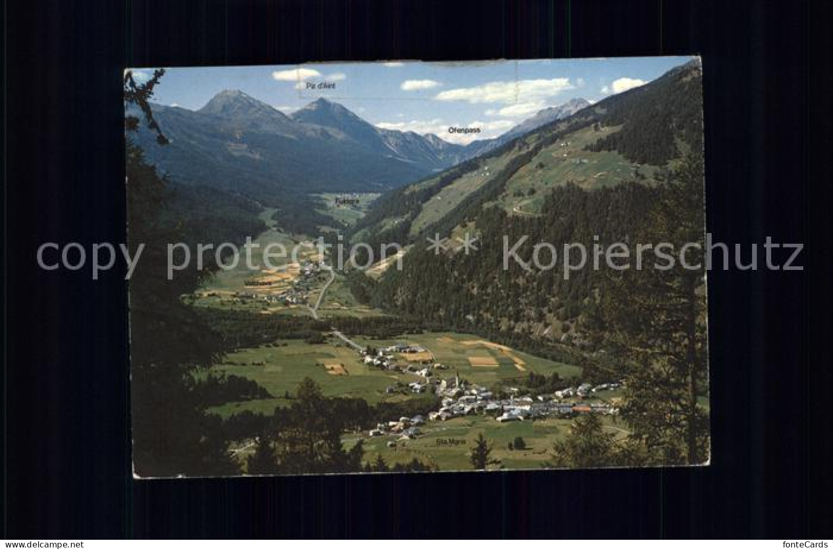 Sta Maria Muestair mit Valchava Fuldera Piz d Aint Ofenpass