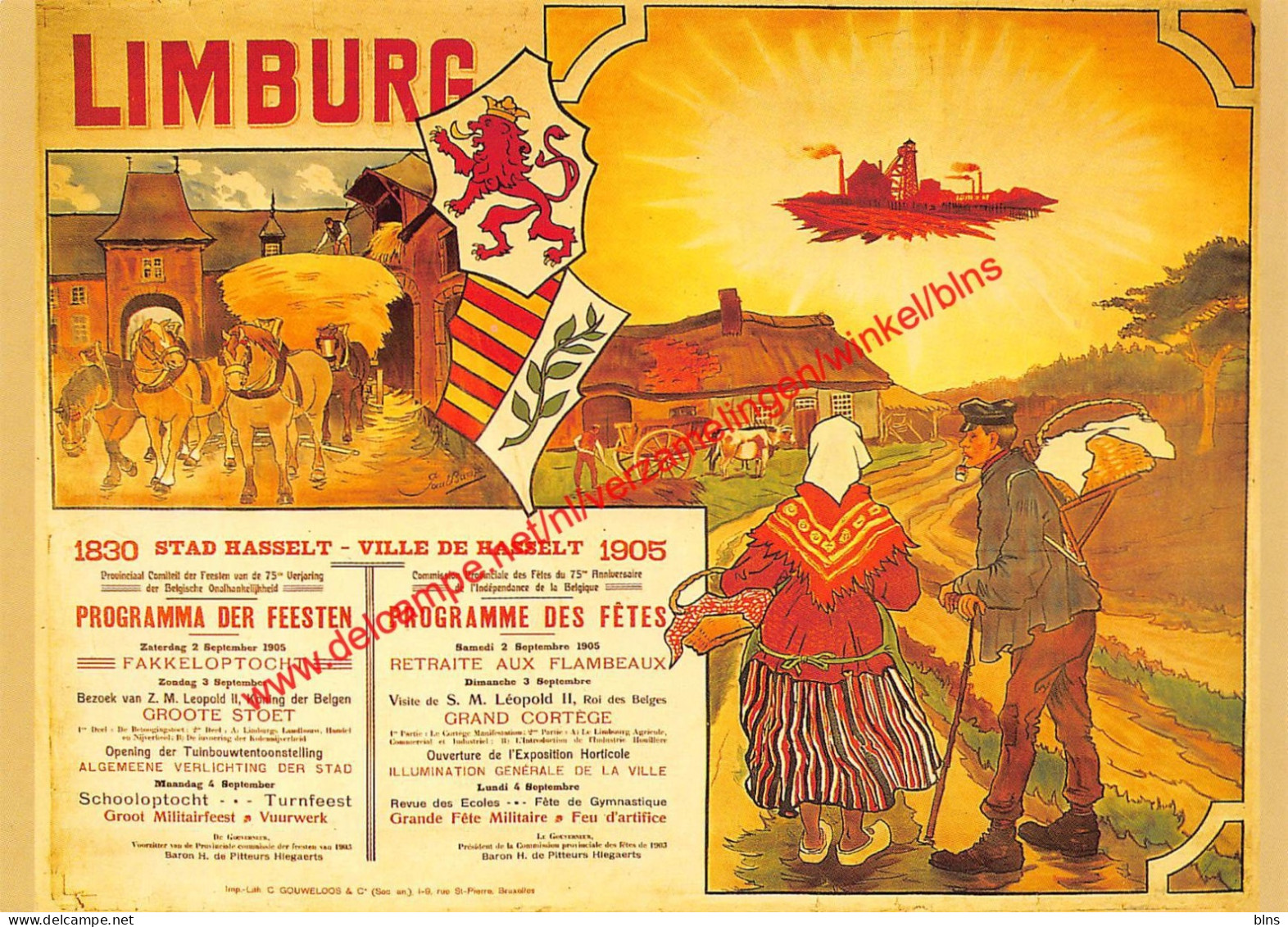 Stad Hasselt 1905 - programma der Feesten - repro affiche - Hasselt