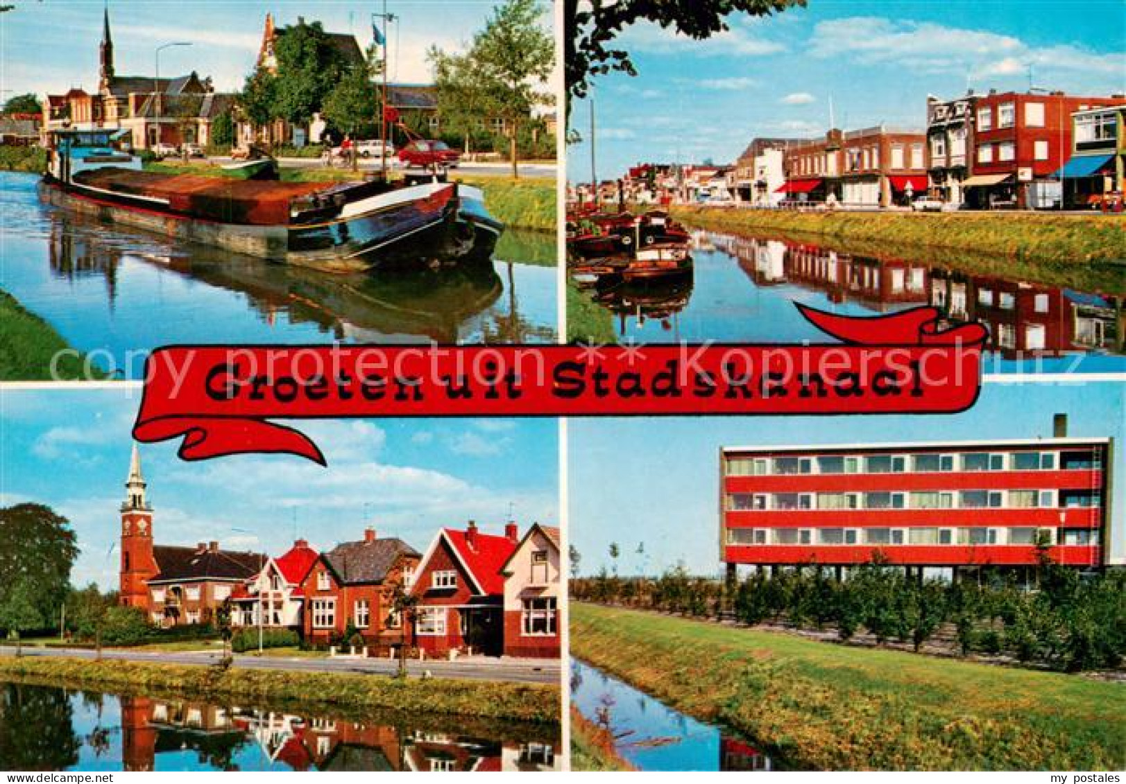 Stadskanaal NL Hoofdstraat met Geref Kerk Handelstraat Ned Herv Kerk Zusterhuis