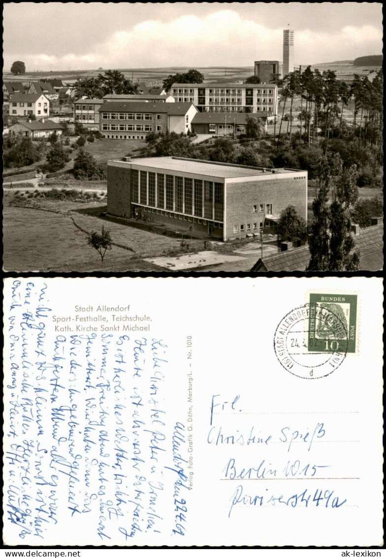 Stadtallendorf Stadtpartie Kirche Schule Festhalle 1962  b. Marburg