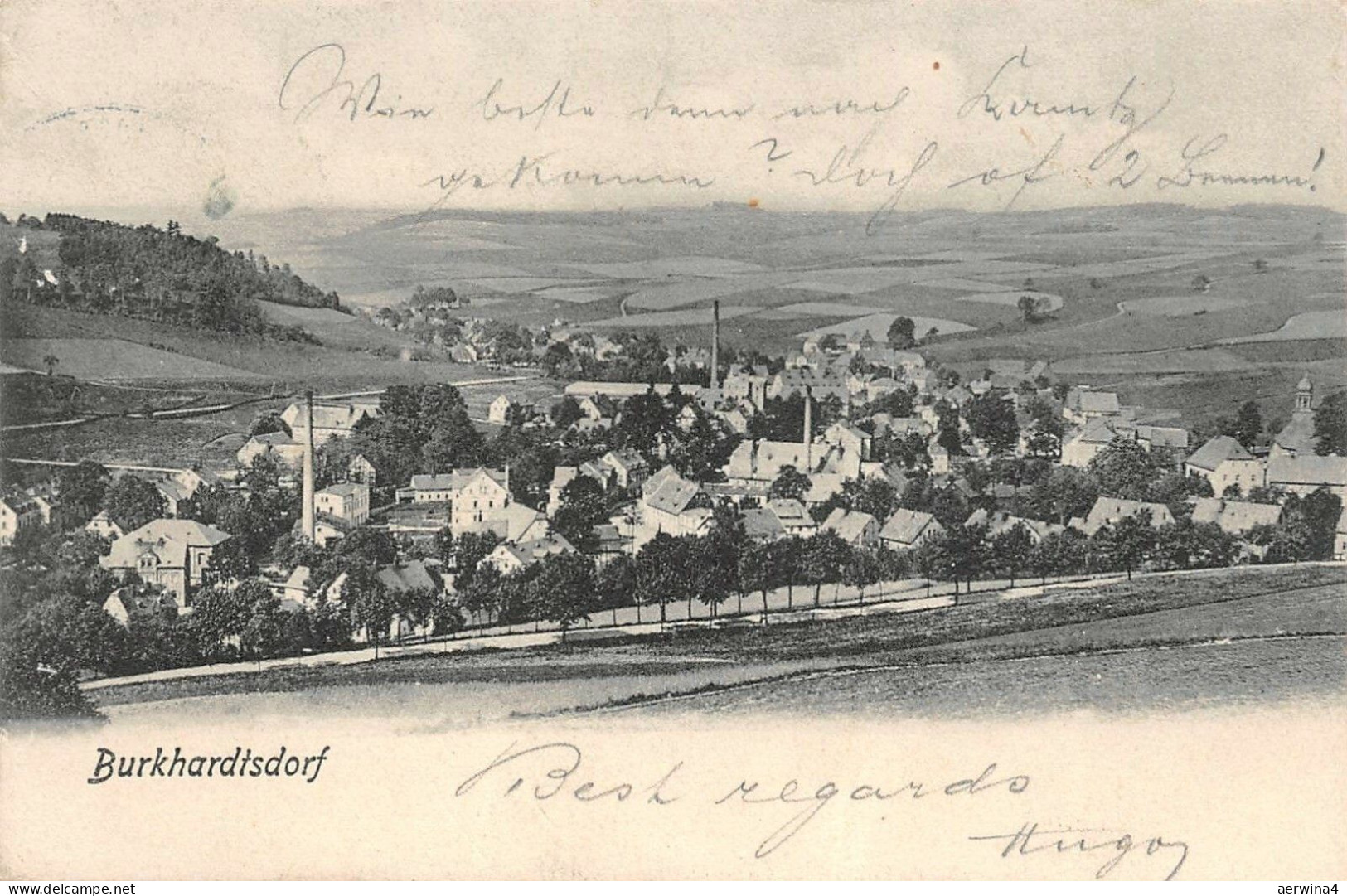 Stadtansicht Burkhardtsdorf Sachsen Postkarte AK 1906