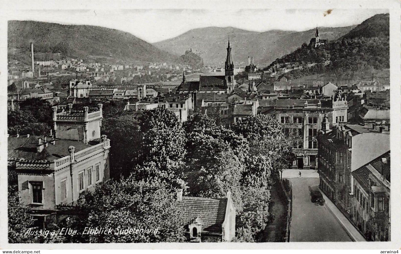 Stadtansicht Elbblick Sudetengau Aussig an der Elbe Sudeten Postkarte AK 1941