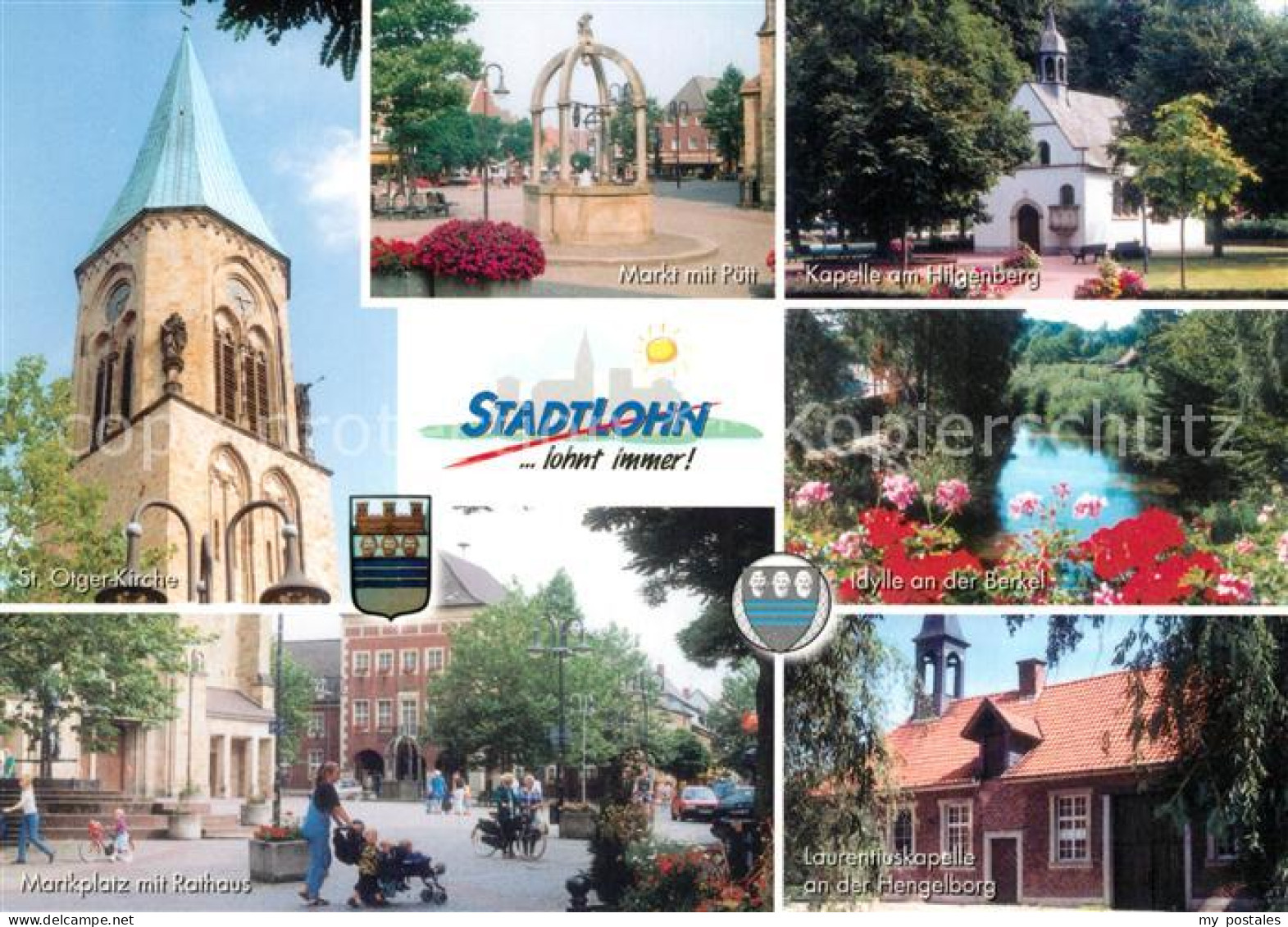 Stadtlohn St Olger Kirche Markt mit Puett Kapelle am Hilgenberg Marktplatz Ratha