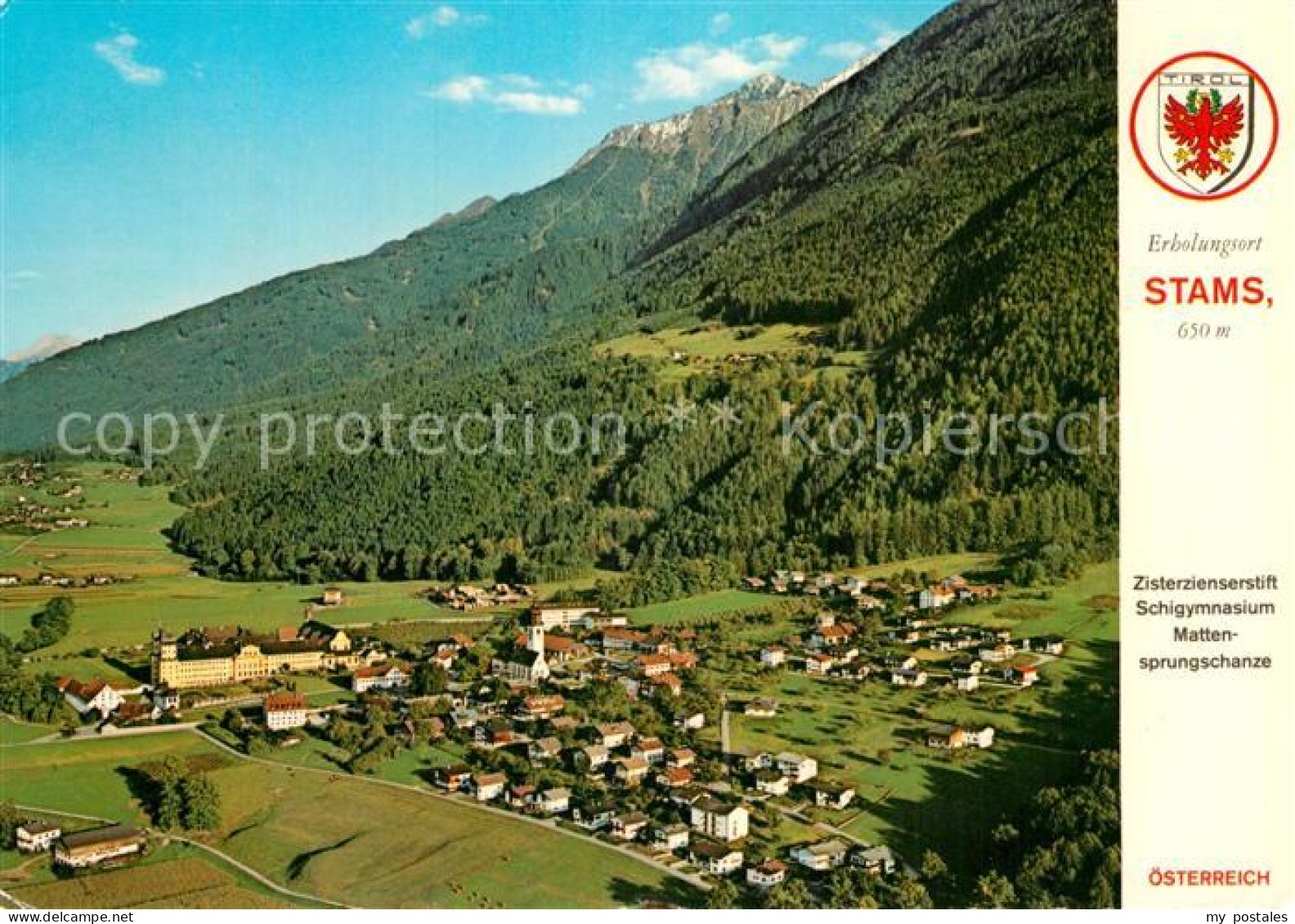Stams Fliegeraufnahme Zisterzienserstift Schigymnasium Mattensprungschanze