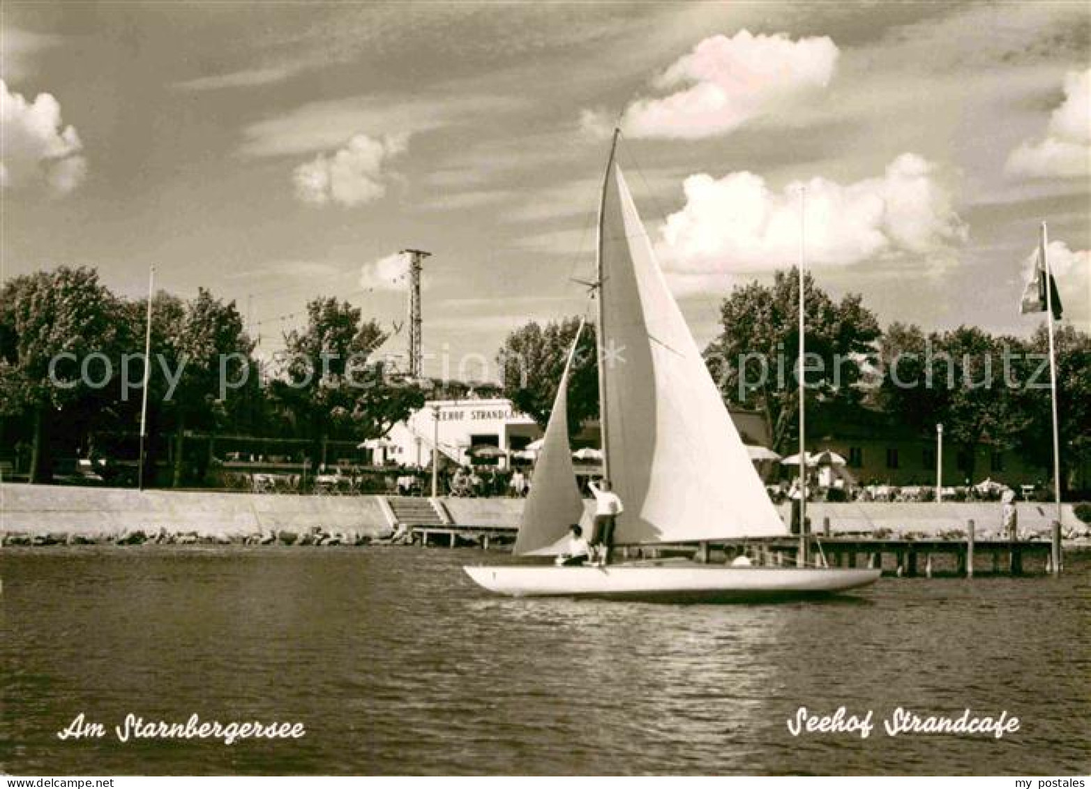 Starnbergersee Seehof Strandcafe Segelboot
