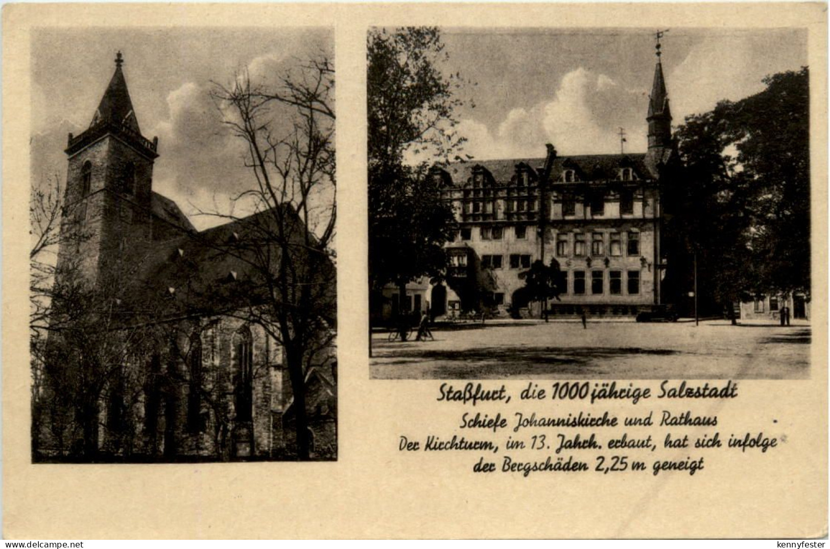 Stassfurt - Schiefe Johanniskirche und Rathaus