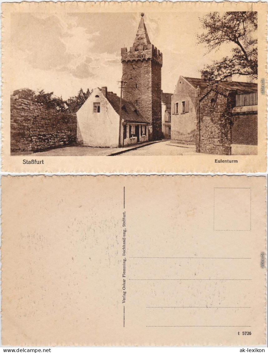 Staßfurt Stassfurt Straßenpartie am Eulenturm Ansichtskarte  1924