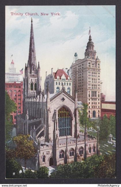 Postcard, United States, New York City NY, Trinity Church