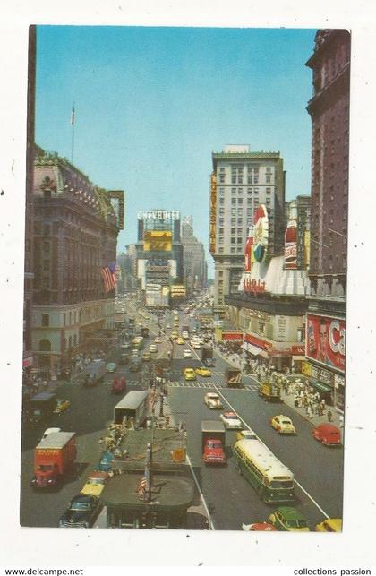 cp , Etats Unis,  NEW YORK CITY,  TIMES SQUARE , écrite, bus ,camions ,automobiles