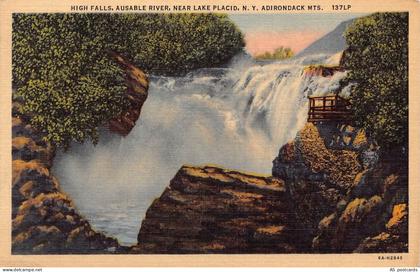 B516 US High Falls Ausable River New York Adirondack Mountains vintage postcard