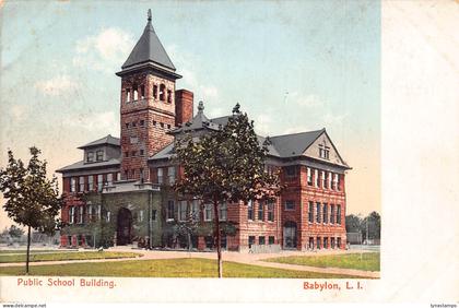 A969 US Long Island Public School Building vintage postcard