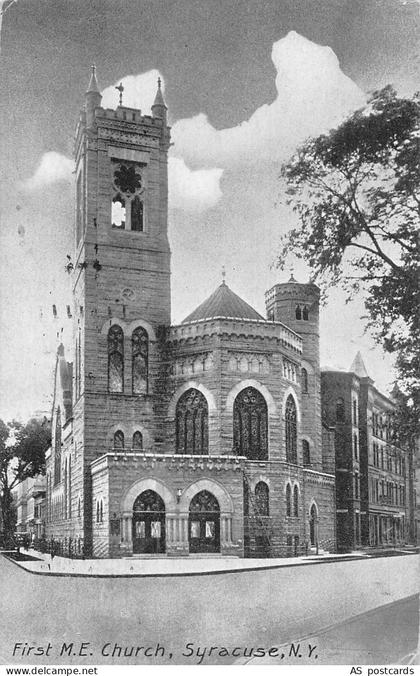 B510 US 1908 First ME Church Syracuse New York vintage postcard