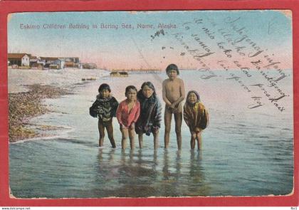 Alaska - Eskimo children bathing in Bering sea - Nome AK