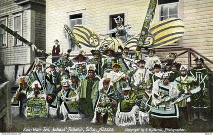 PC US ALASKA KAK WAN TON INDIANS PATLATCH SITKA Vintage Postcard (b24721)